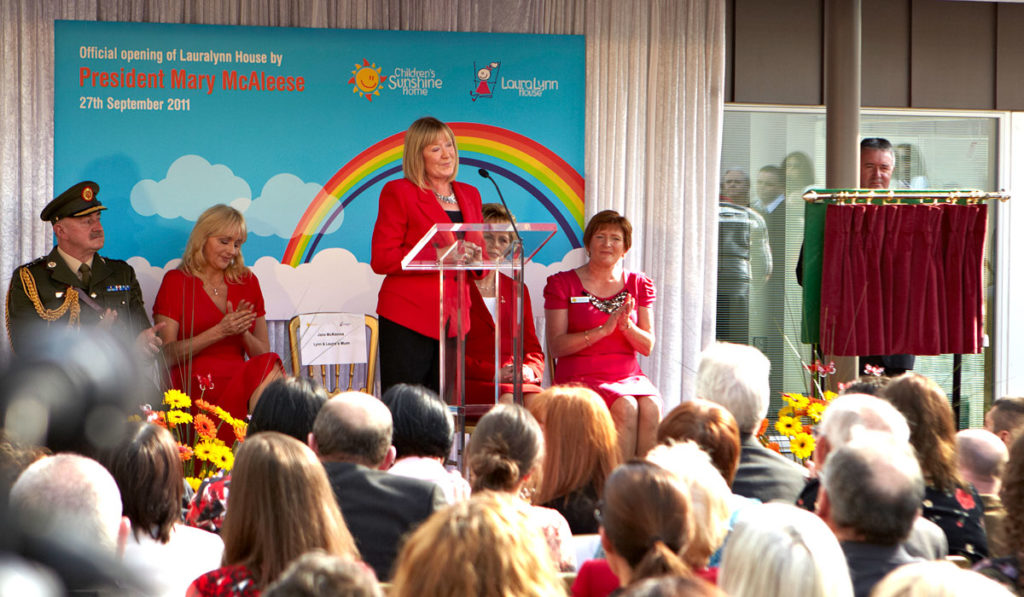 Jane McKenna, Founder and Mum to Laura & Lynn. President Mary McAleese & Miriam O'Callaghan at the opening of LauraLynn Childrens Hospice